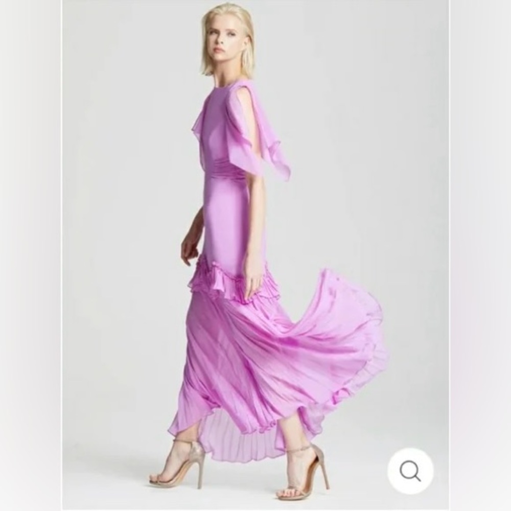 Halston Flounce Ruffled Tulip Gown